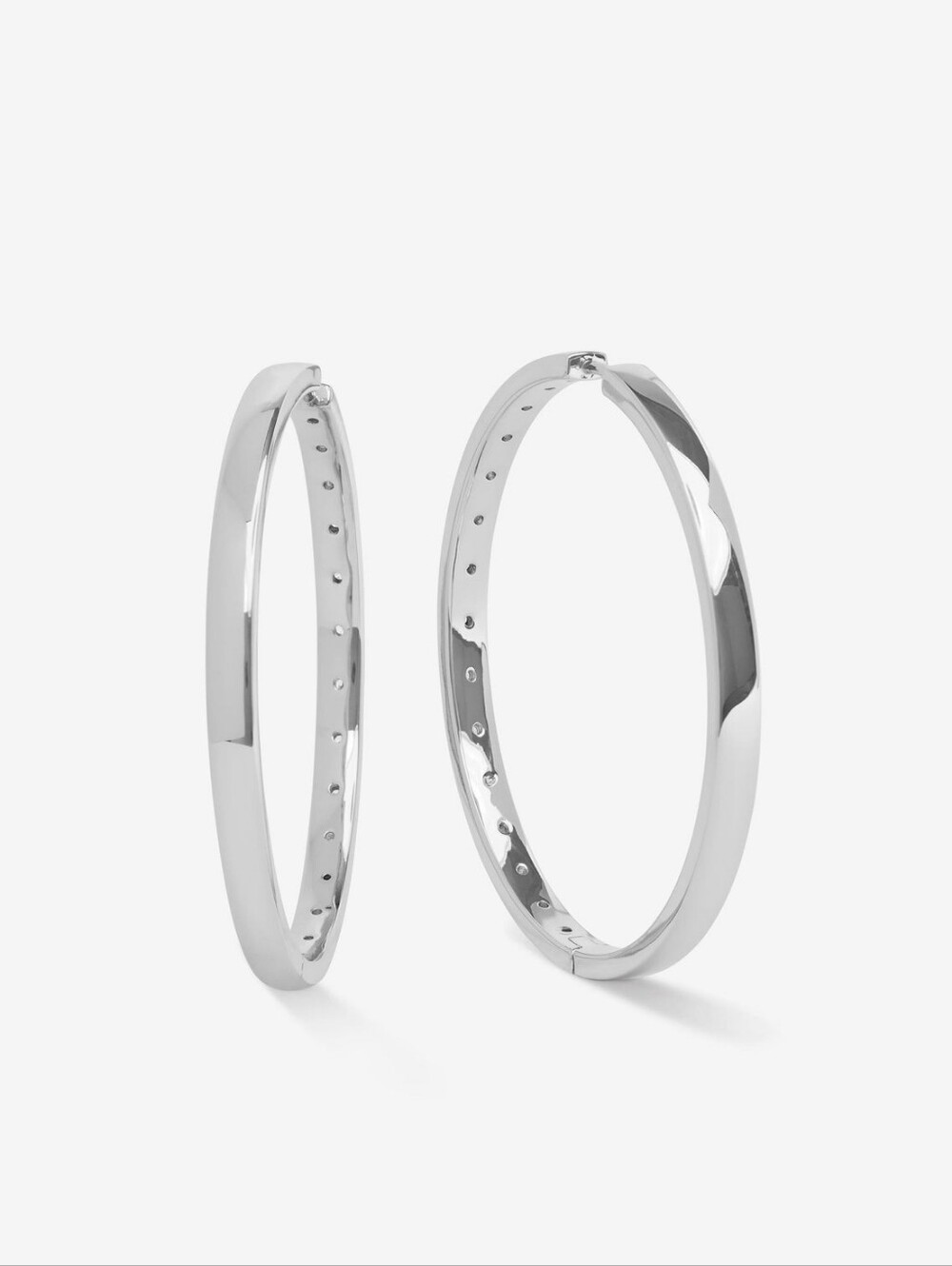 Melinda Maria Ashley Reversible 2" Hoops Silver Diamondettes Earrings NEW FIRM✨️